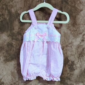 Pink Gingham Kids Romper